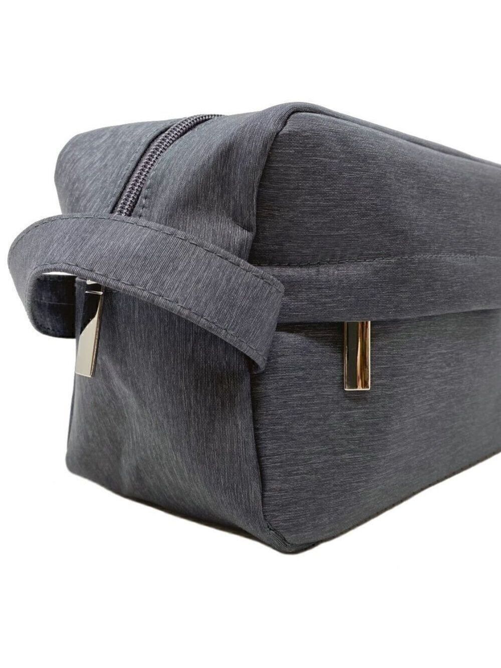 Dark Grey Men's Dopp kit  Toiletries Bag Travel Bag  with top and side zip NEW